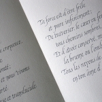 Laurent Rebena calligraphie Poeme Verhaeren encre plume papier cadeau