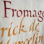 Laurent Rebena calligraphie creation decoration mariage cocktail menu tissus calicot kakemono origin