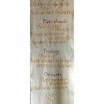 Laurent Rebena calligraphie creation decoration mariage cocktail menu tissus calicot kakemono origin